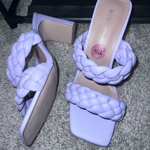 New BCBGeneration Purple quilted double strap heels